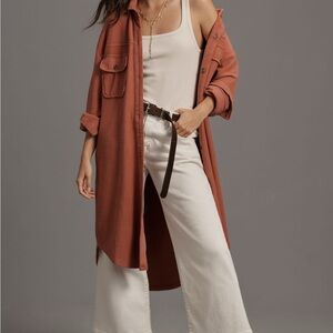 Anthropologie Rose Longline Shirt Jacket, NWT, L